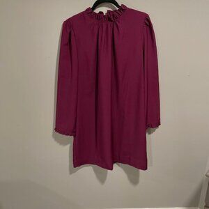J Crew Factory- Purple dress- simple with ruffled neck- Size 12-FREE SHIP